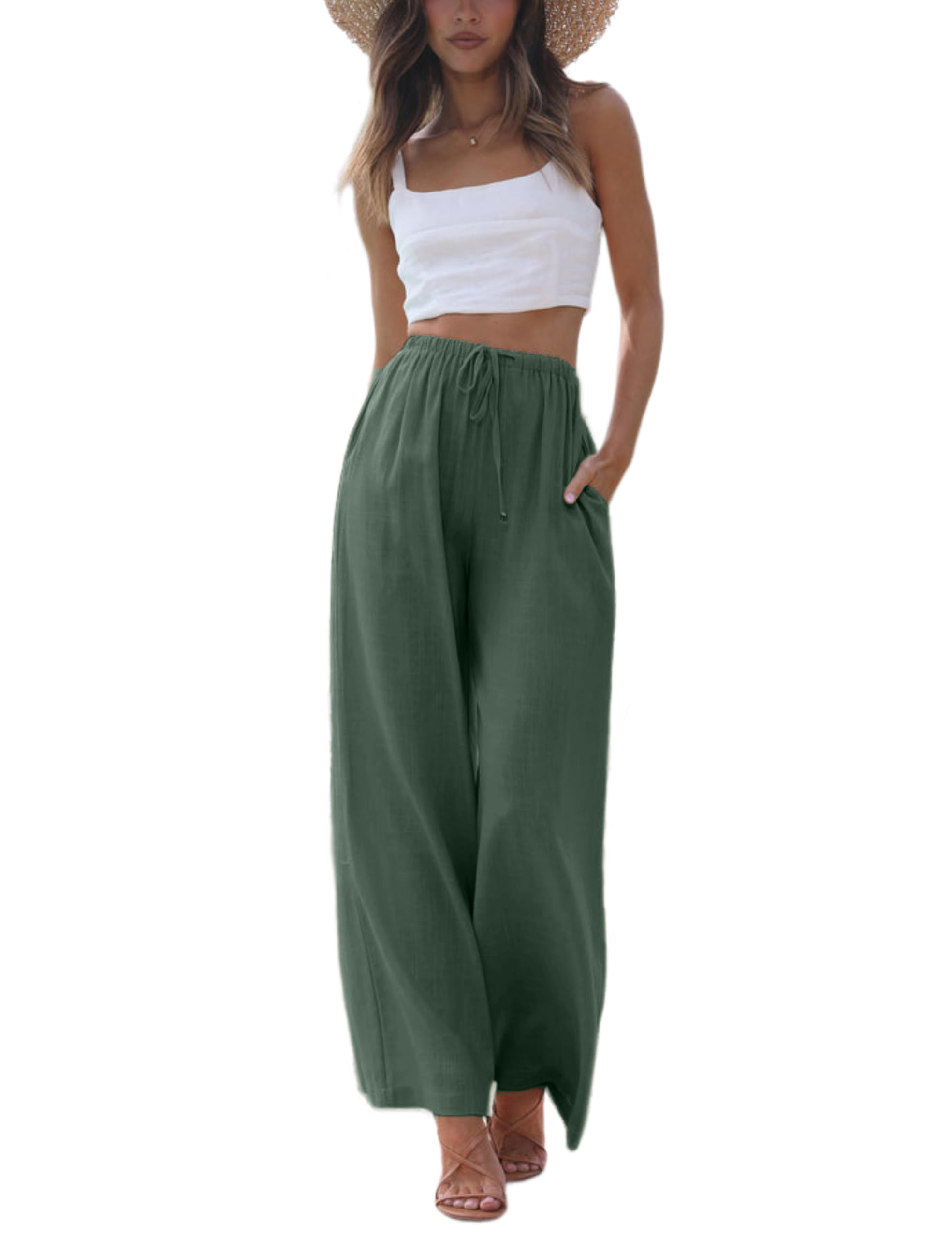 Women's Summer Wide Leg Cotton Linen Pants