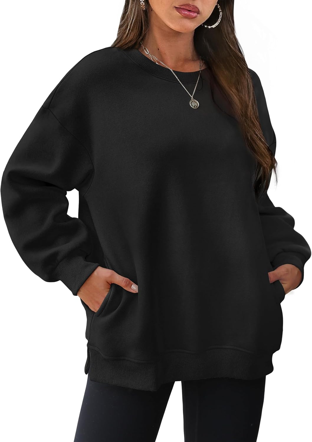 2025 New Women's Oversized Sweatshirts Crewneck Long Sleeve Fleece Pullover with Pocket(buy 2 10% OFF!!)