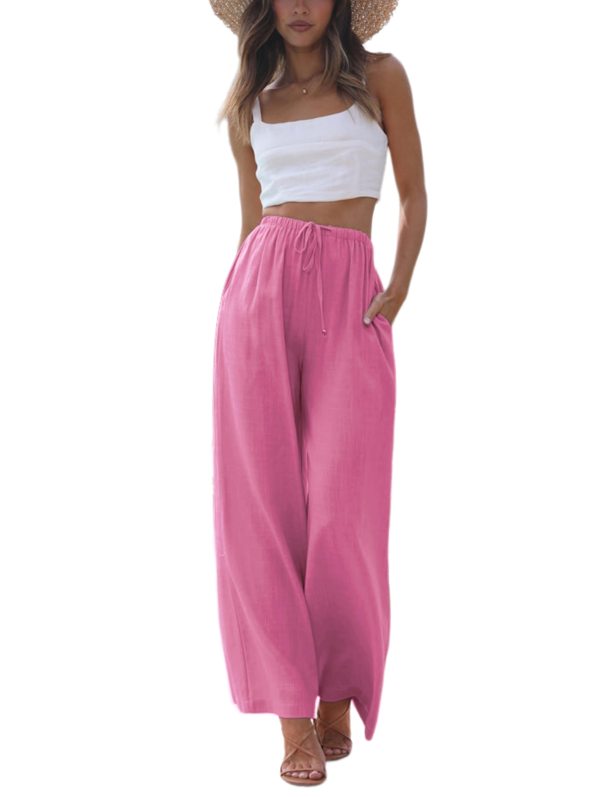 Women's Summer Wide Leg Cotton Linen Pants