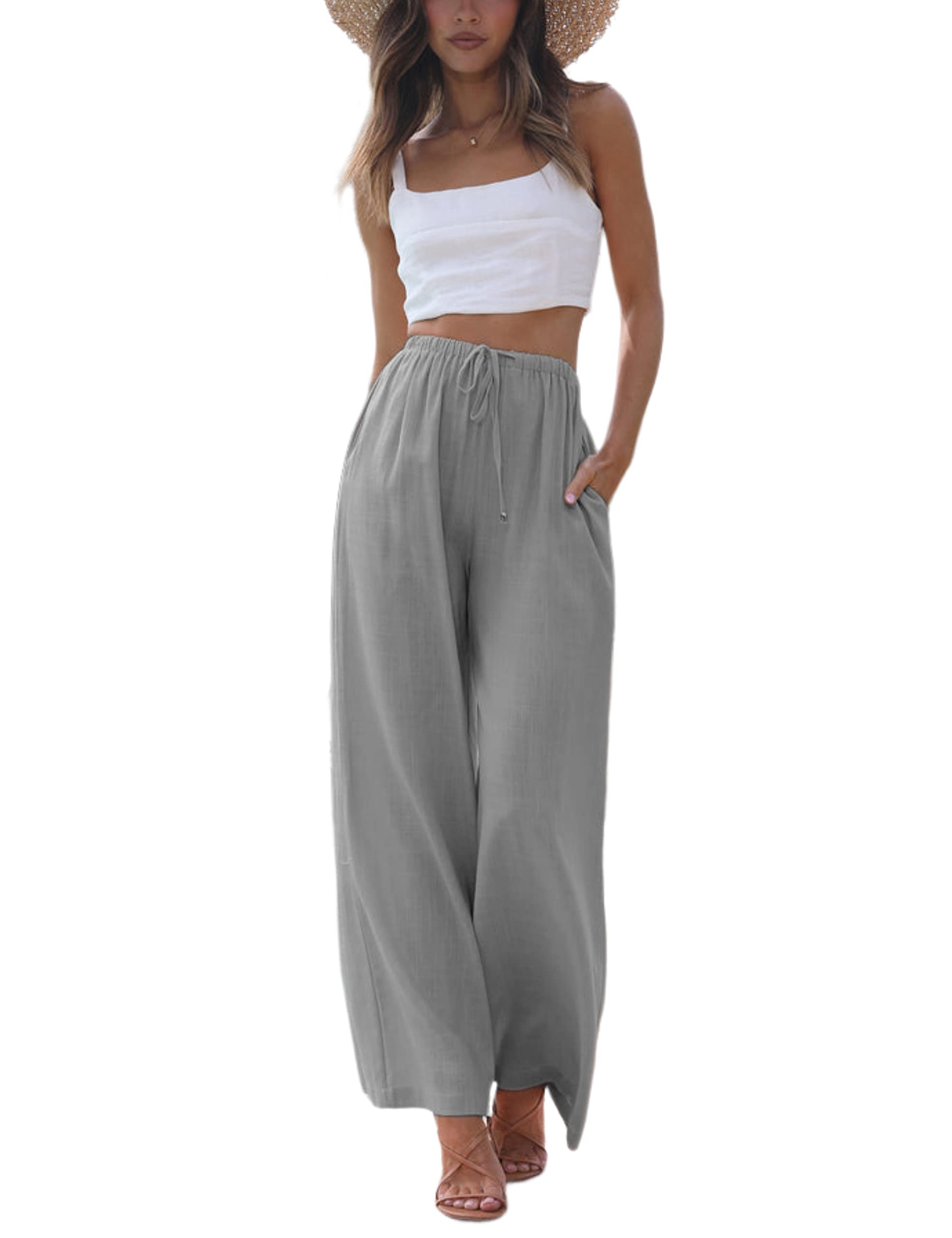 Women's Summer Wide Leg Cotton Linen Pants