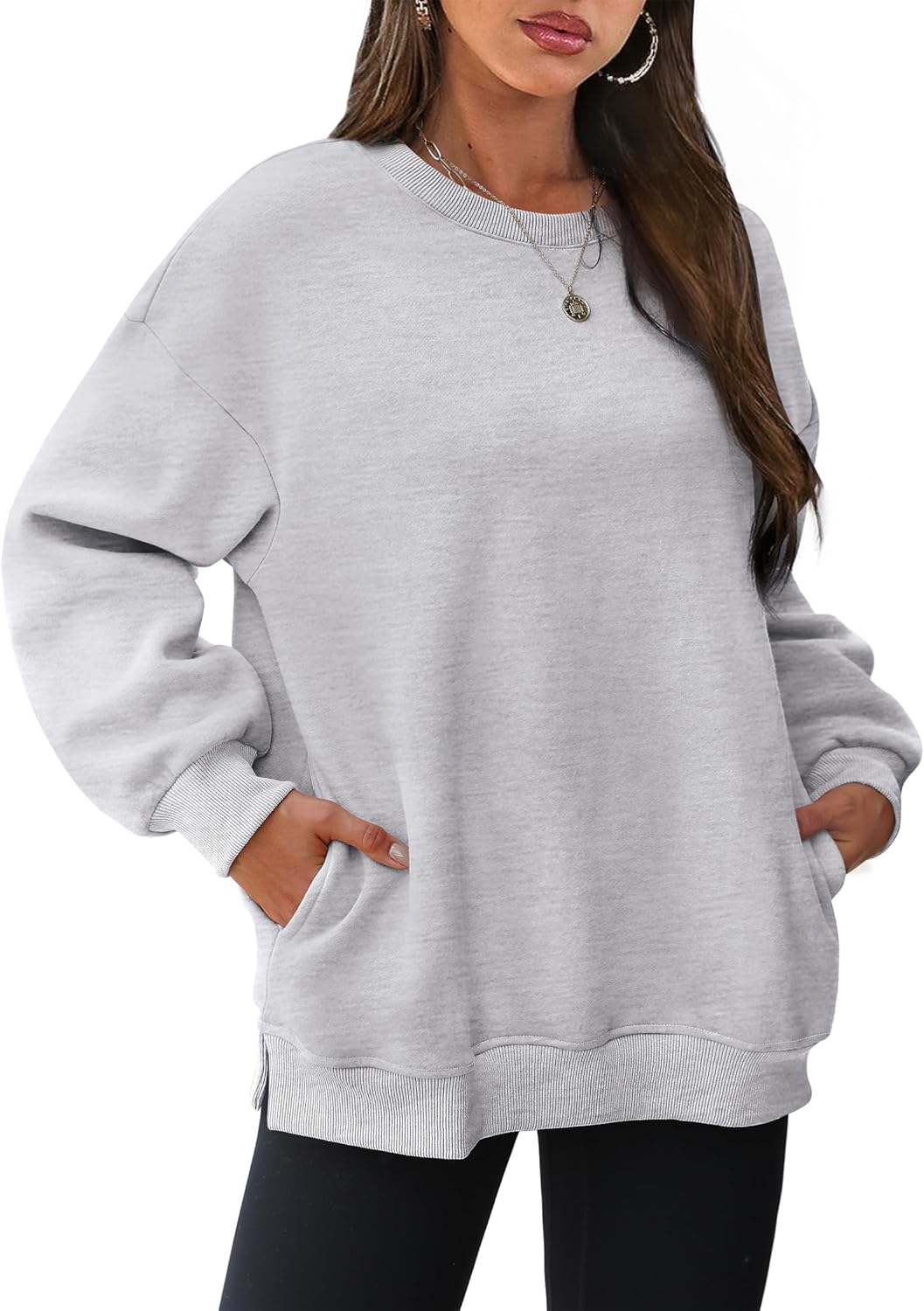2025 New Women's Oversized Sweatshirts Crewneck Long Sleeve Fleece Pullover with Pocket(buy 2 10% OFF!!)