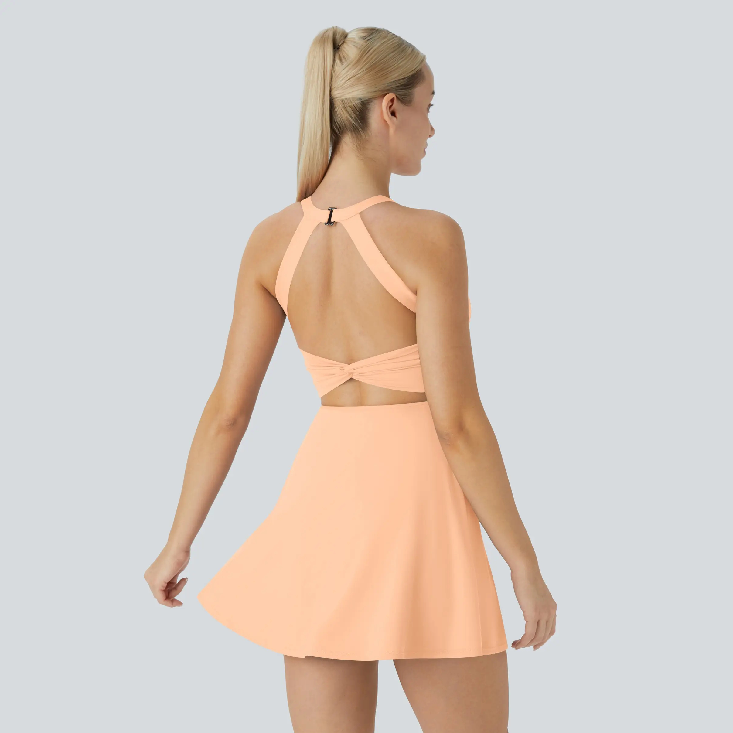 Airy Backless Twisted Flare Low Support Dance Active Dress