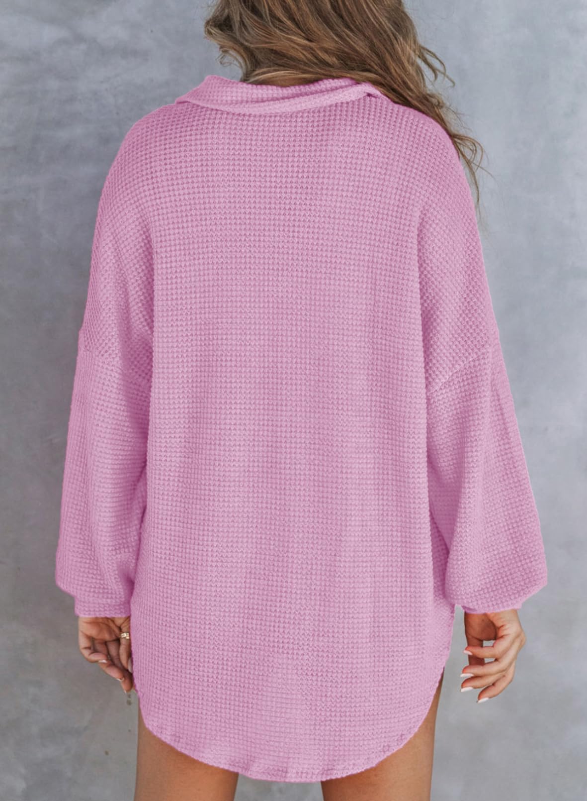 2024 New Women's Waffle Knit Henley V Neck Shirt Jacket(buy 2 10% OFF)