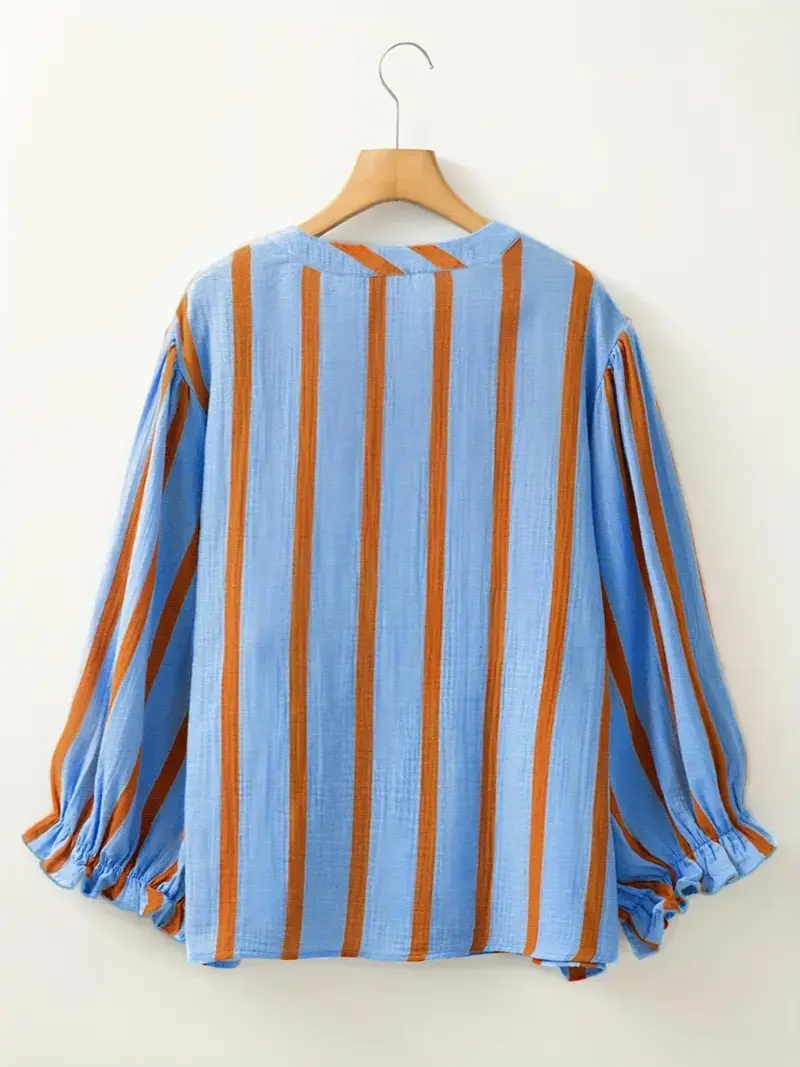 Women's Striped Print Long Sleeves Shirt