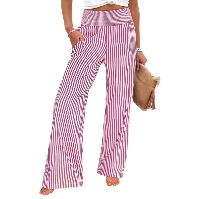 Womens Gingham Palazzo High Waisted Pants