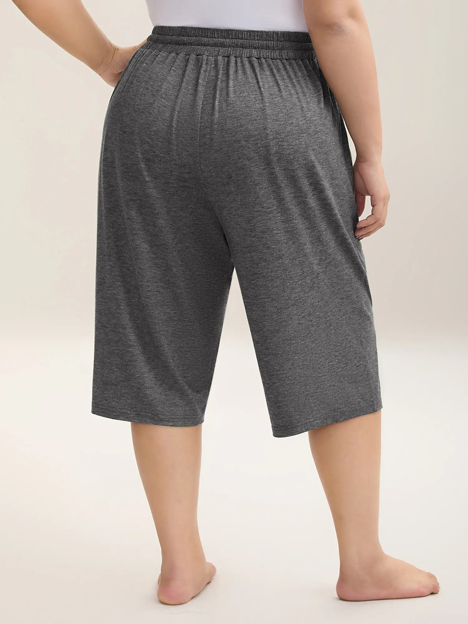 Women's Casual Drawstring Waist Knit Bermuda Shorts With Pockets