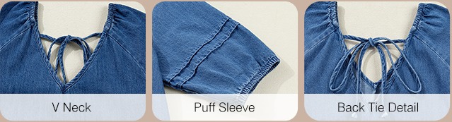 puff sleeve denim dress