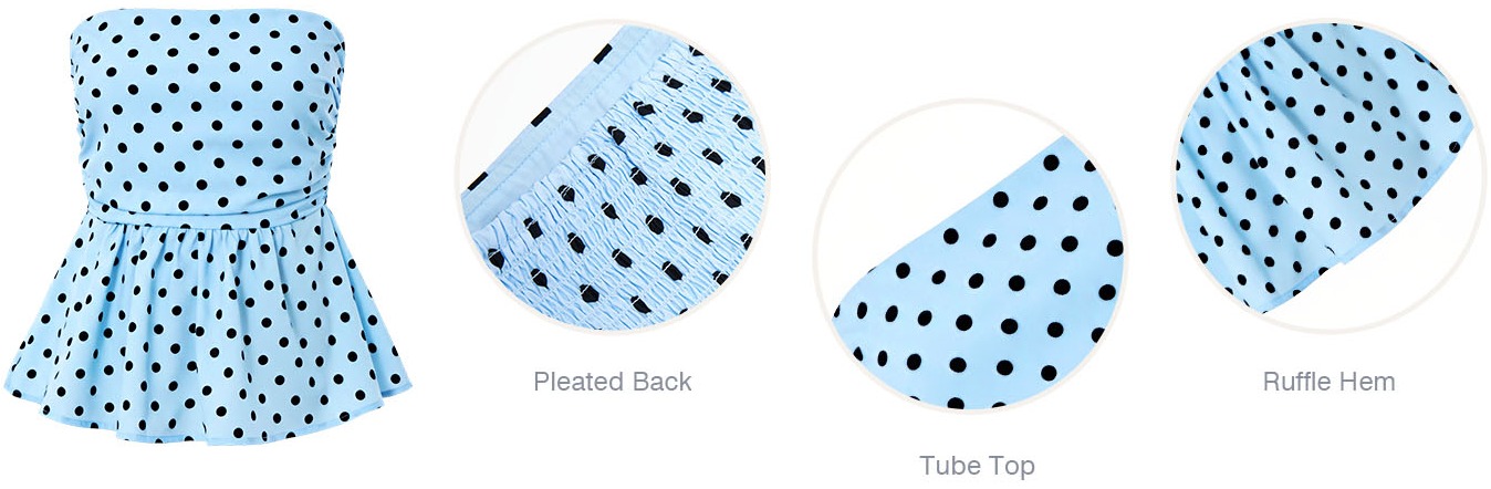 Womens Strapless Polka Dot Tube Tops