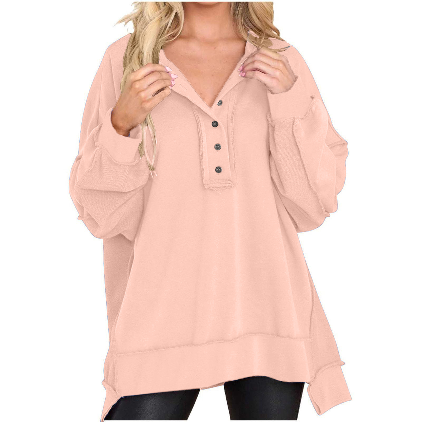 2024 Hot Oversized Henley Casual Buttoned Sweatshirt (Buy 2 Free Shipping!!!)