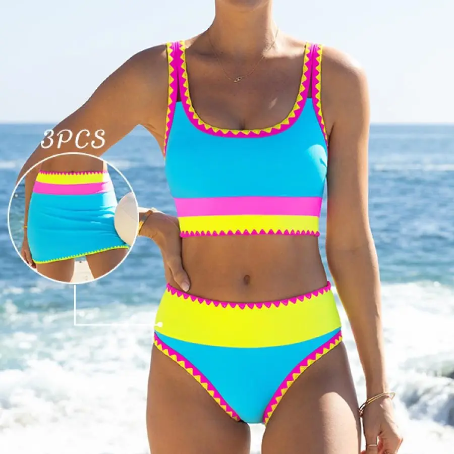 Women Tummy Control High Waisted Bikini 3 Piece Bathing Suits