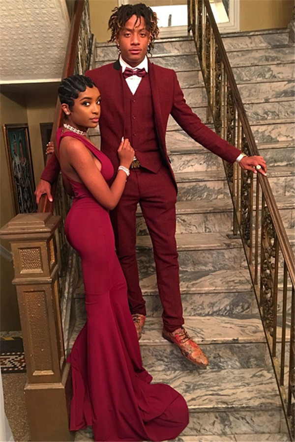 Elegant Fashion Red Tom Ford Wedding Suits Three Pieces