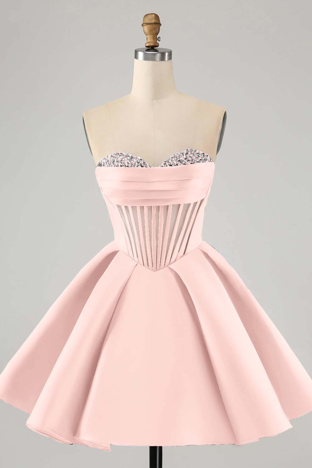 Fuchsia Beaded Sweetheart Fascinating Bud Short Mini cocktail Dress