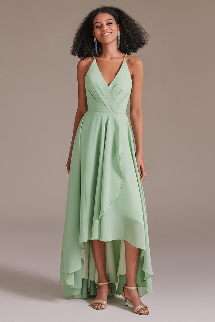 V-Neck Chiffon Sleeveless Bridesmaid Dress