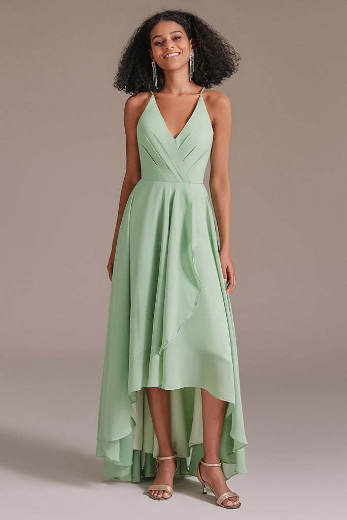 V-Neck Chiffon Sleeveless Bridesmaid Dress