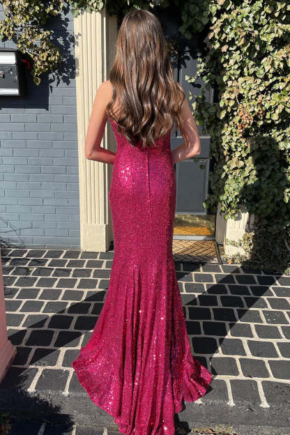 Mermaid Prom Dress with One Shoulder and Sequins Featuring a Slit