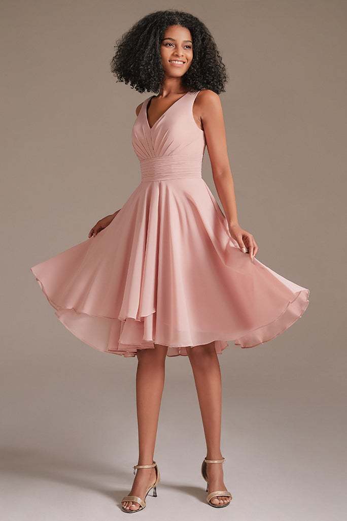 Sleeveless Dusty Pink Short Bridesmaid Dress