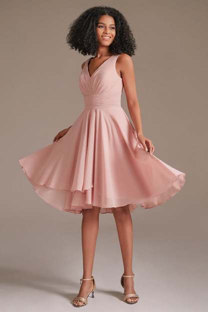 Sleeveless Dusty Pink Short Bridesmaid Dress