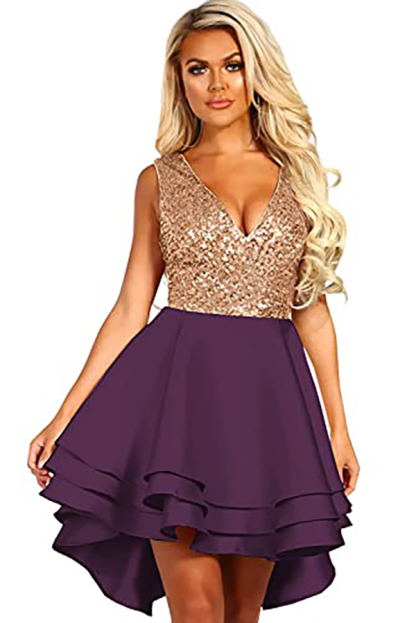 Sleeveless Sequins Short Bridesmaid Dress