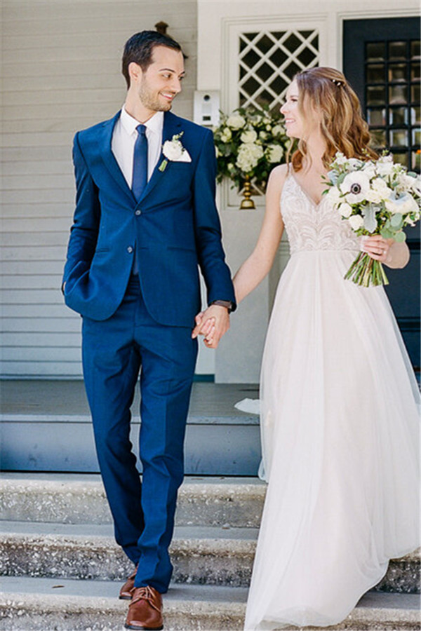 Royal Blue Two-Piece Notched Lapel Wedding Suit