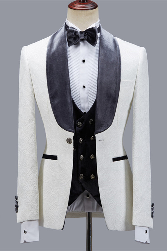 Maverick Stylish Jacquard Slim-Fit Shawl-Lapel Wedding Men's Suits