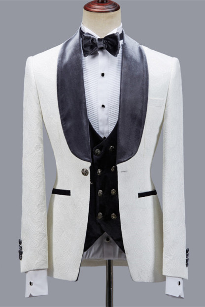 Maverick Stylish Jacquard Slim-Fit Shawl-Lapel Wedding Men's Suits