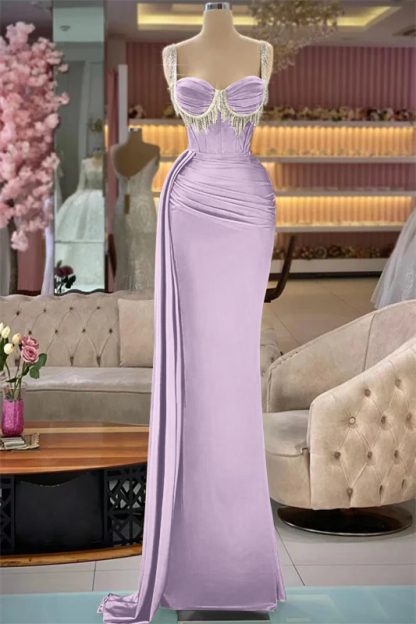 Gorgeous Straps Sleeveless Long Mermaid Evening Dress With Tassels