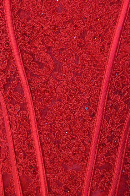 Long Red Satin Sweetheart Mermaid Prom Dress with Slit