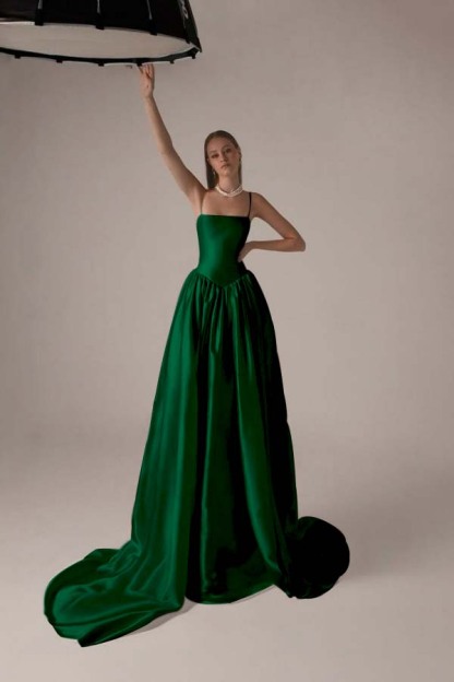 Spaghetti Strap Sleeveless A Line Long Formal Dress With Pleated