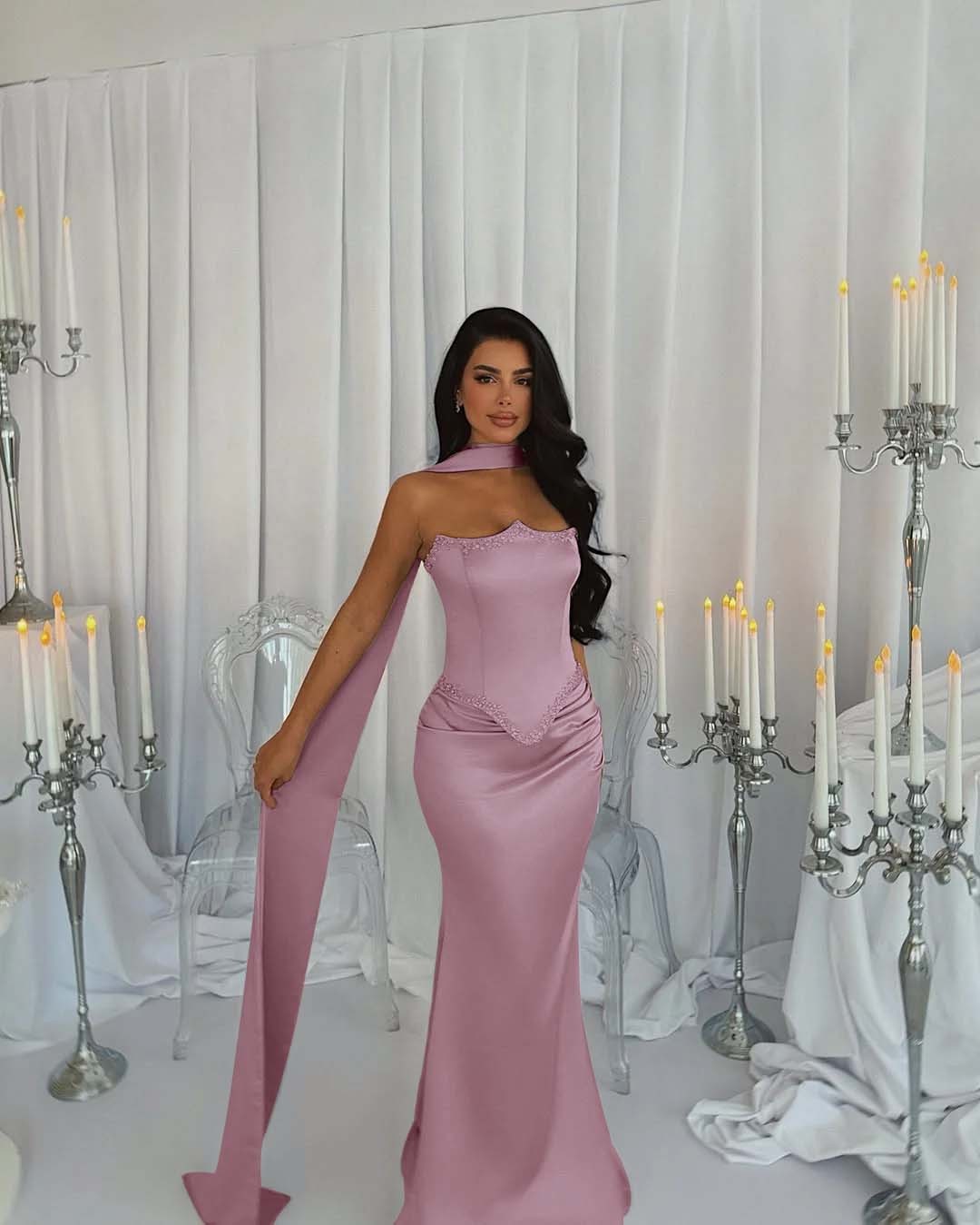 Strapless Sleeveless Long Mermaid Formal Dress With Beading Pleated