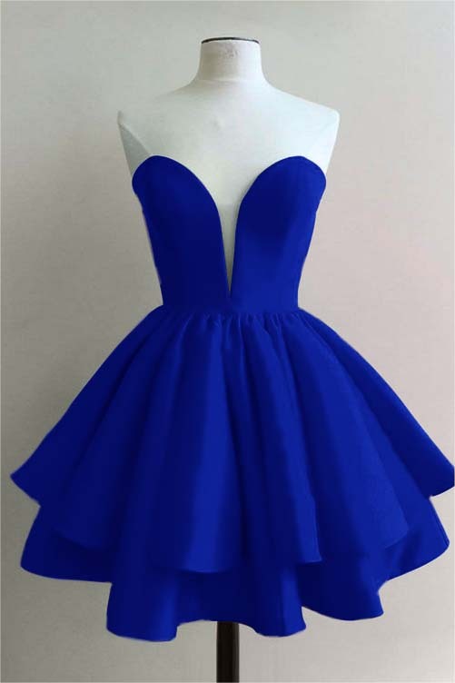 Fuchsia Charming Sweetheart Double Layer Bud Strapless Short Mini cocktail Dress