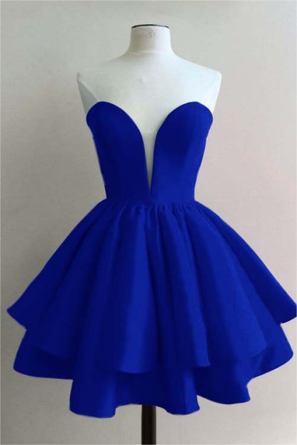 Fuchsia Charming Sweetheart Double Layer Bud Strapless Short Mini cocktail Dress
