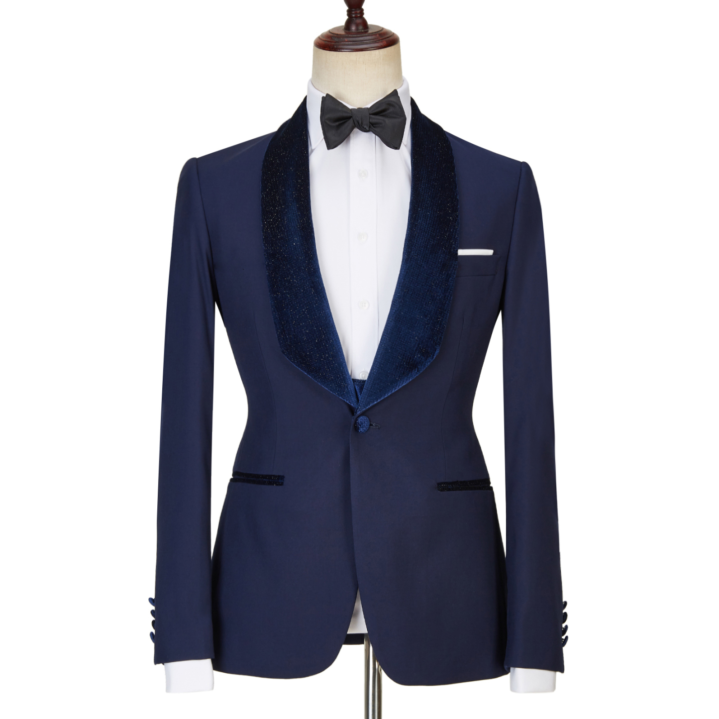 Latest Design Navy Blue Best Fitted Dylan Three-Piece Sparkle Men's Suits