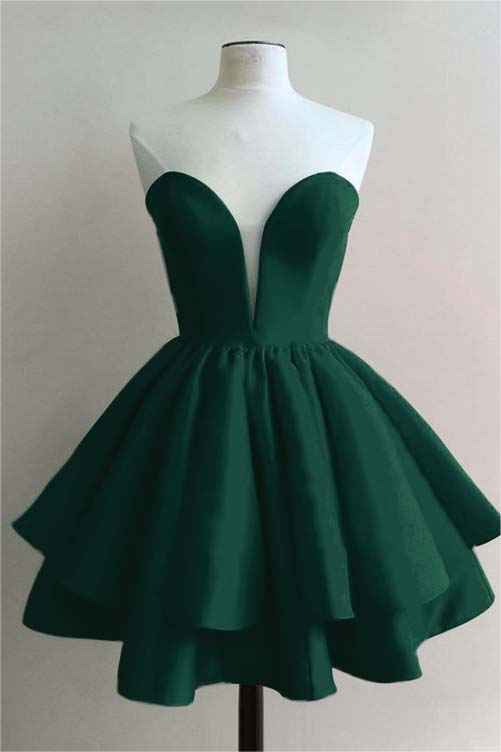 Fuchsia Charming Sweetheart Double Layer Bud Strapless Short Mini cocktail Dress