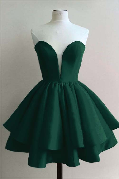 Fuchsia Charming Sweetheart Double Layer Bud Strapless Short Mini cocktail Dress