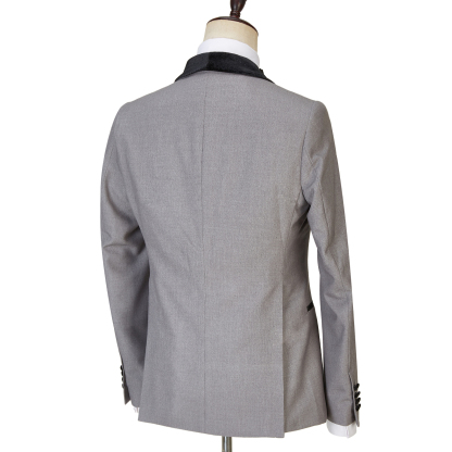 Robert Light Gray One-Button Shiny Shawl-Lapel Three-Piece Wedding Men's Suits