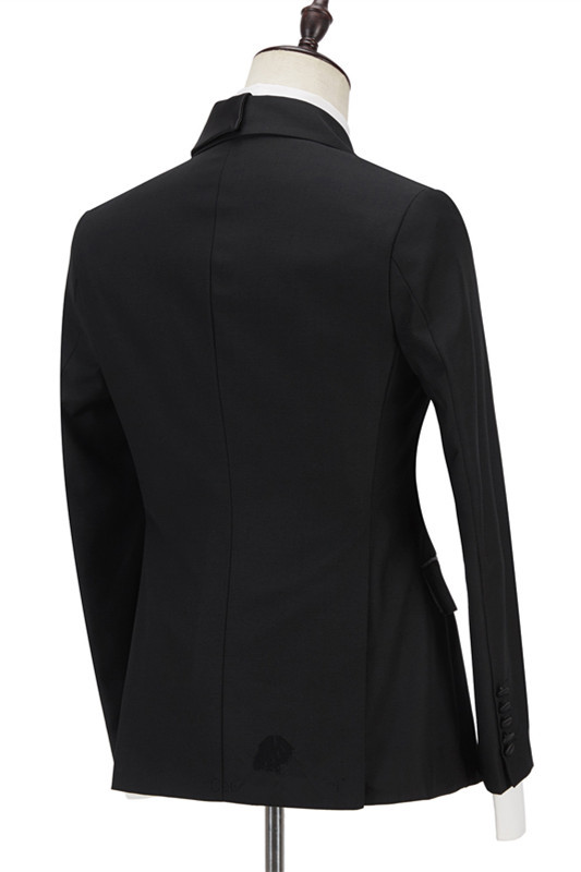 Fashion Simple Black Wedding Suits for Groom with Peaked Lapel