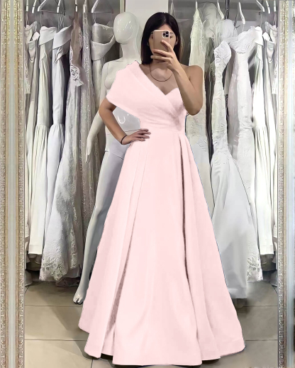 Basics One Shoulder Elegant Off-The-Shoulder Royal Blue Evening Dress