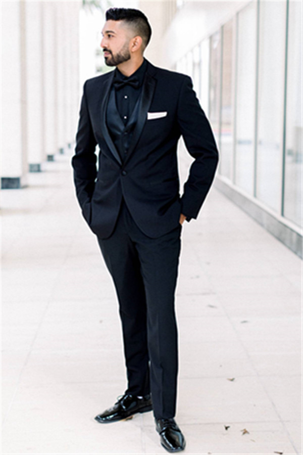 Formal Best One-Button Black Shawl Lapel Men's Suits for Wedding Groomsmen Suits