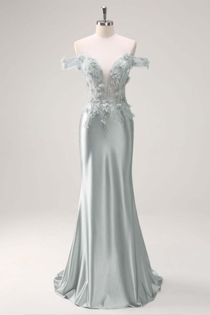 Strapless Sleeveless Long Mermaid Formal Dress With Appliques Pleated