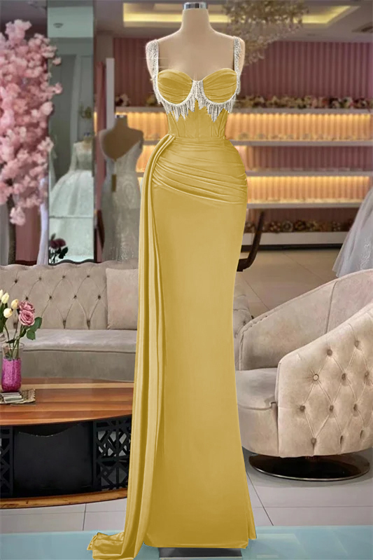 Gorgeous Straps Sleeveless Long Mermaid Evening Dress With Tassels