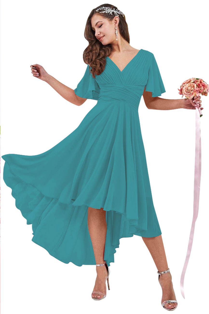 Candy Pink V-Neck Short Mini cocktail Dress