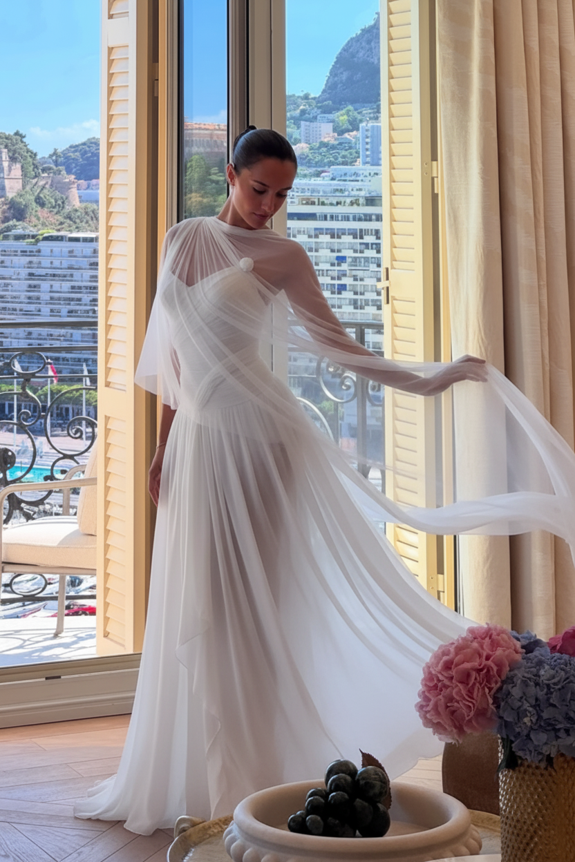 Strapless Sleeveless Long A Line Formal Dress With Pleated Tulle