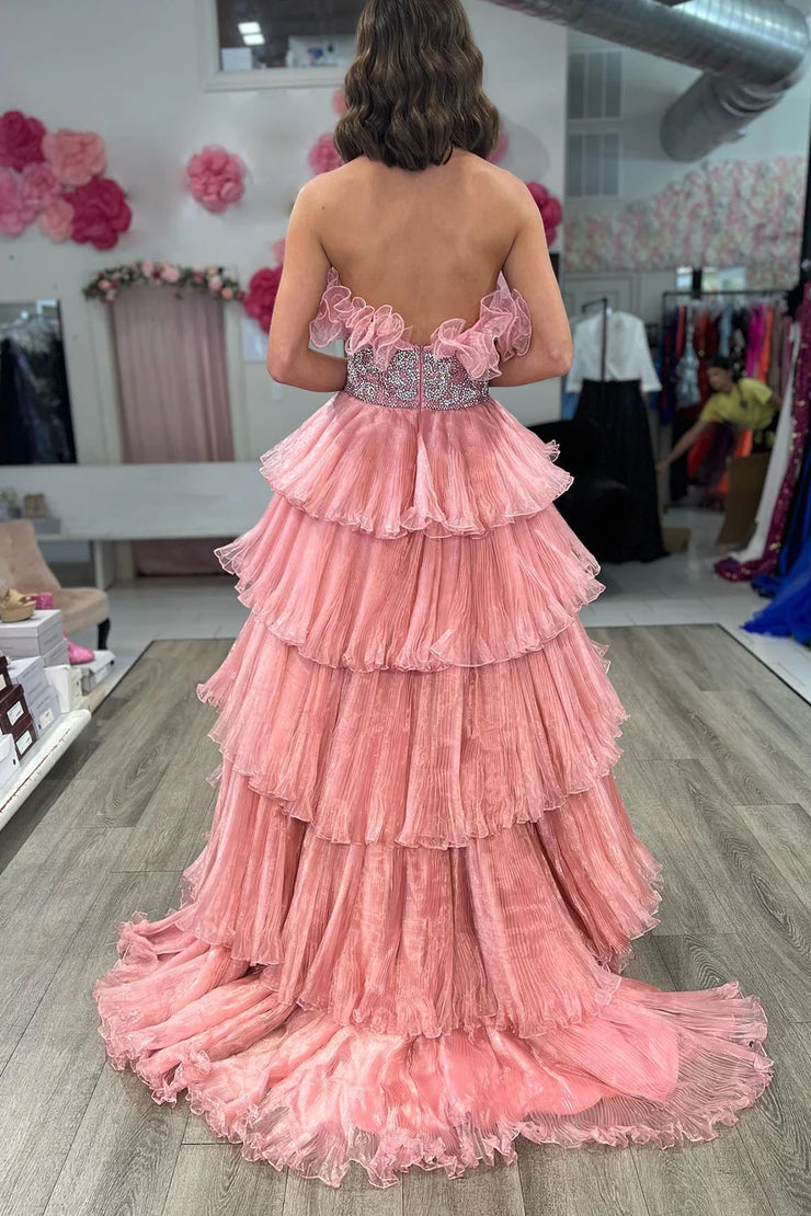 Stylish Strapless Blue A-Line Prom Dress with Beading