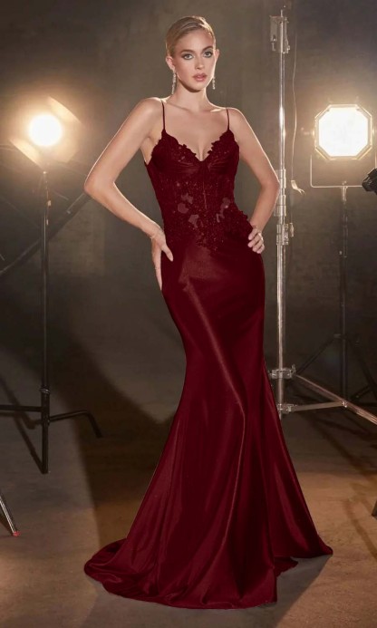 Spaghetti Strap Sleeveless Long Mermaid Formal Dress With Appliques