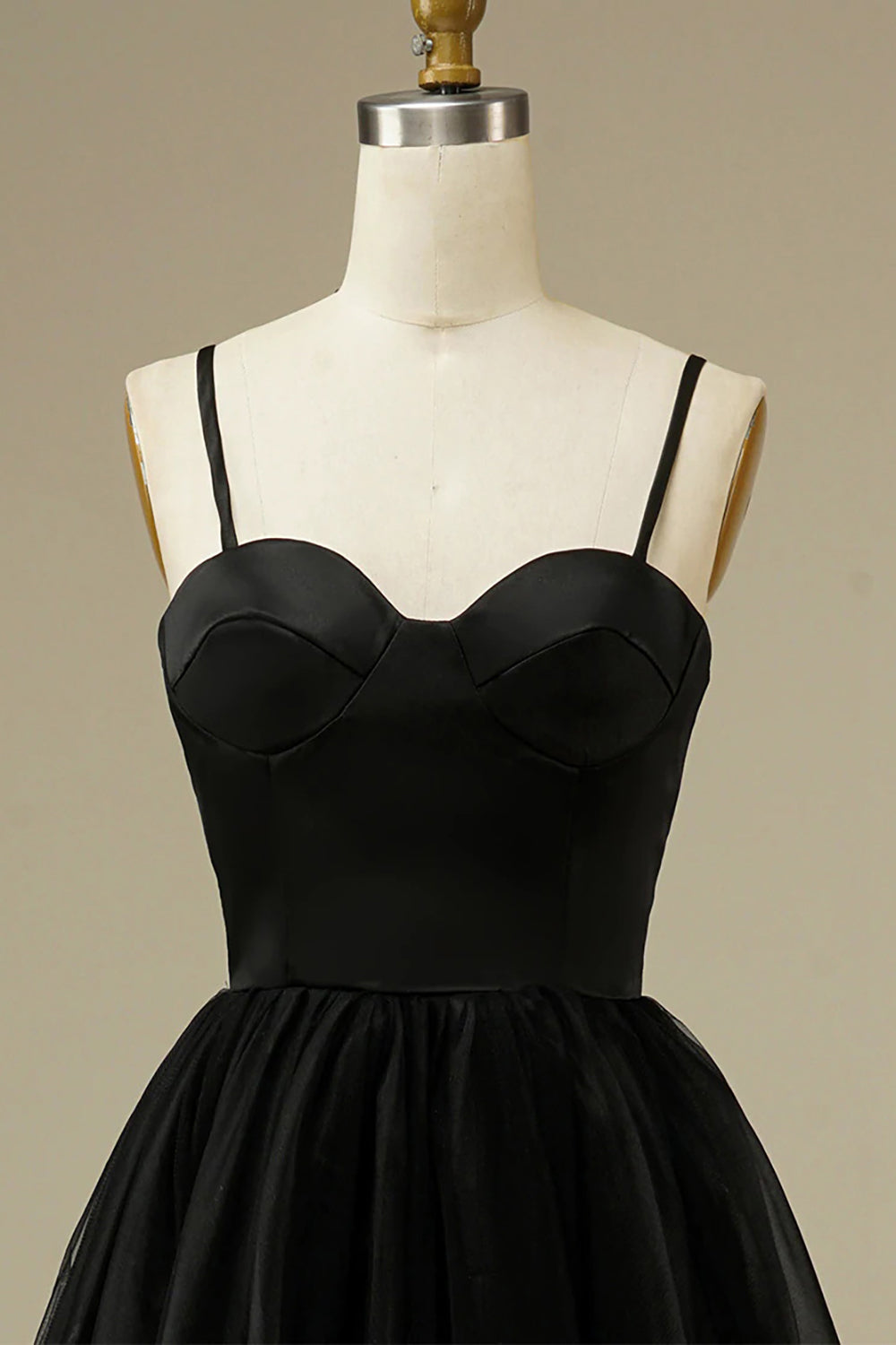 Simple Black Tulle Midi Dress in A-line Style