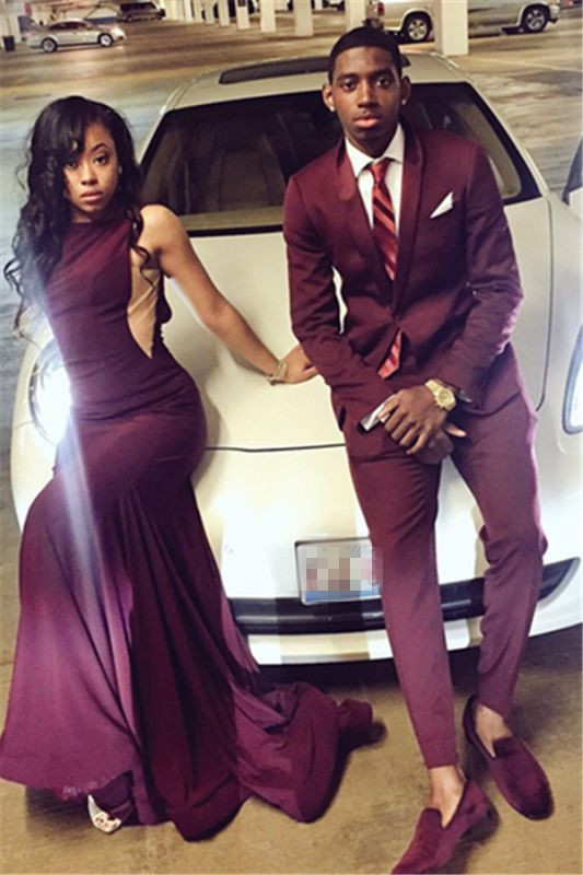 Fashion Burgundy One-Button Bespoke Party Prom Suit for Man with Two Pieces