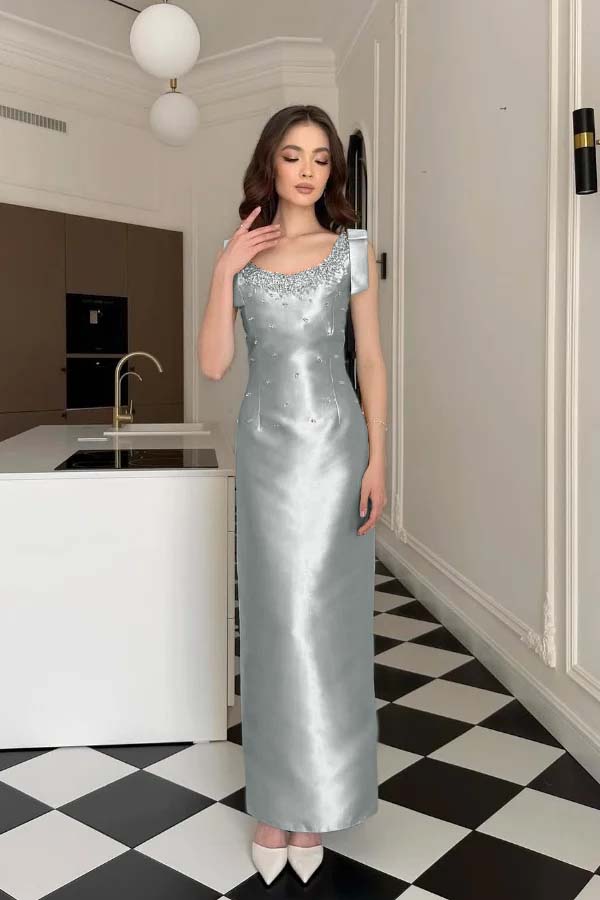 Glamorous Straps Sleeveless Long Formal Dress With Appliques Beading