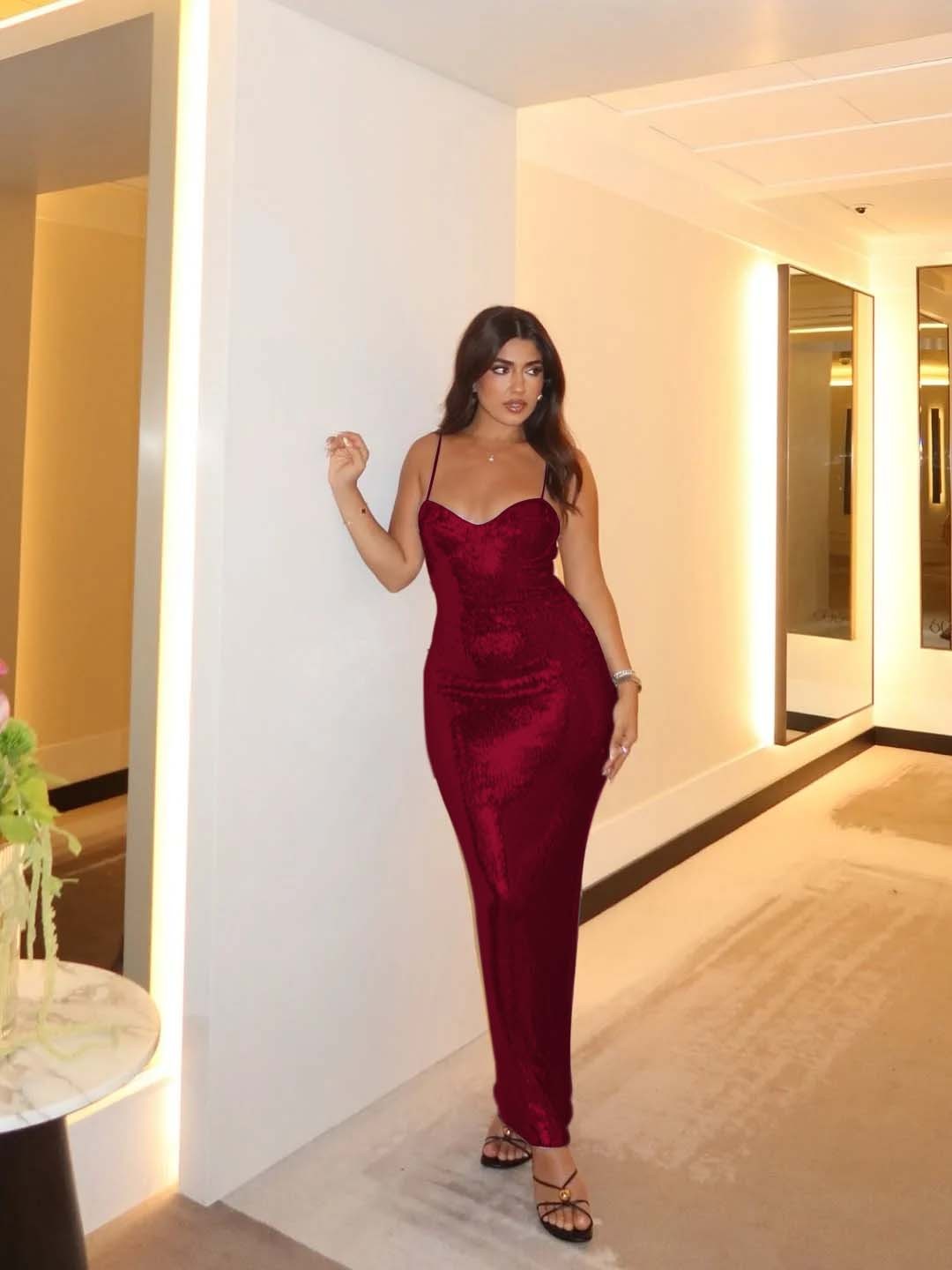 Spaghetti Strap Sleeveless Long Mermaid Formal Dress With Pleated