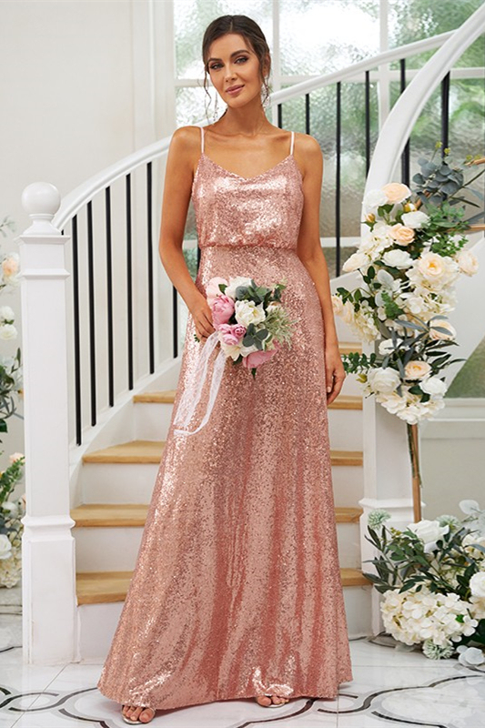 Sequins Bridesmaid Dress Drop Back