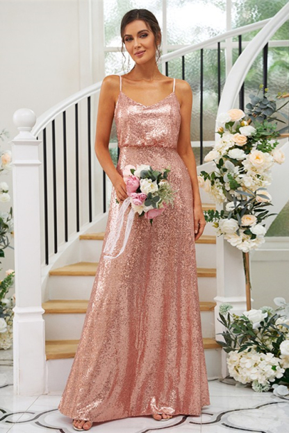 Sequins Bridesmaid Dress Drop Back